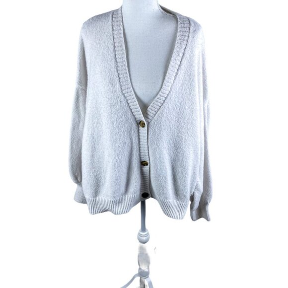 Joie Fuzzy Cardigan Size XL Heavy Knit V Neck Super Soft Sweater Cardigan Ivory - Picture 1 of 11